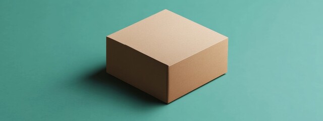 Square Cardboard Box Mockup on Teal Background Packaging Design Product Presentation