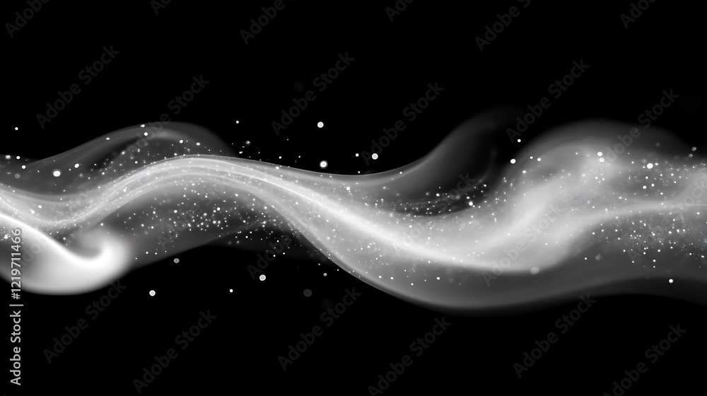 Poster silver wave abstract background with glimmering particles