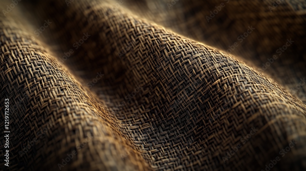 Poster close-up of textured fabric with intricate weave pattern in earthy tones