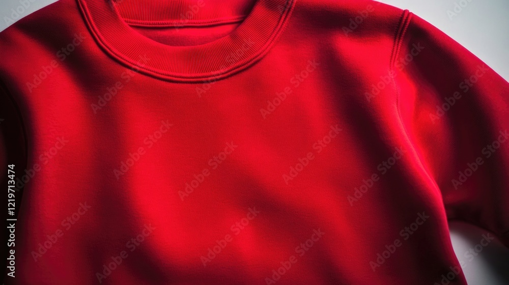 Poster a simple yet striking image of a red sweatshirt against a plain white background, great for adding a