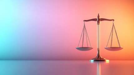 Balanced scales of justice on gradient background symbolizing fairness and equality