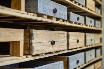 Obraz premium A collection of wooden containers piled high