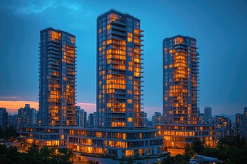 Two modern high-rise buildings standing side by side, often seen in urban landscapes
