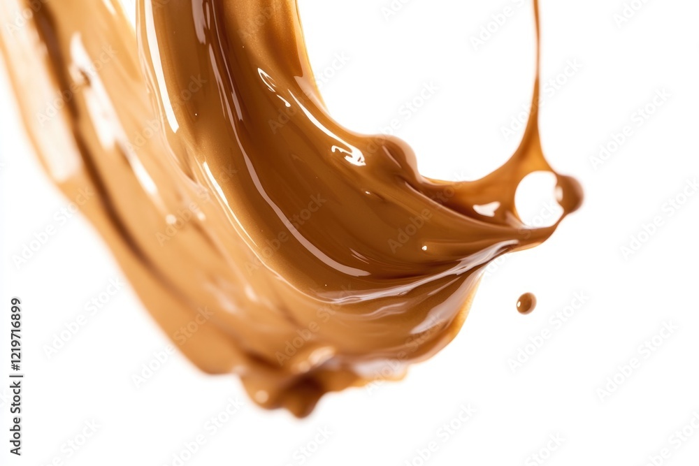 Aufkleber a close-up view of a chocolate swirl on a white background, perfect for use in food-related content 