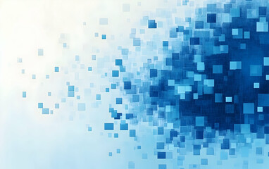 Shades of blue pixelated squares forming a seamless tech-inspired background, with gradients creating depth and digital movement