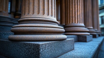 Row of granite pillars.