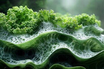 Abstract Kale Leaf Cellular Structure Closeup