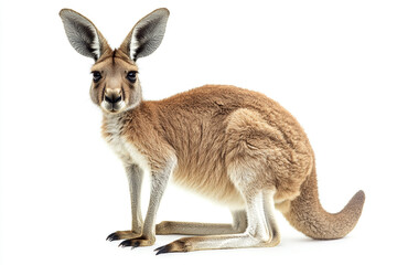 Red Kangaroo Posing Against A White Background