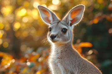 Young Kangaroo Portrait Golden Hour Sunlight
