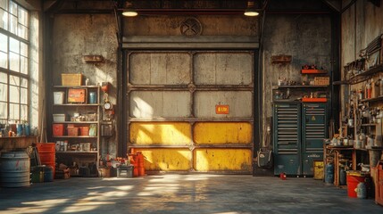 Rustic garage with tools.
