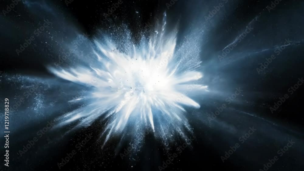 Poster bright explosion of light and energy in a cosmic backdrop showcasing celestial dynamics and particle