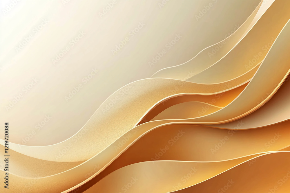 Poster Elegant flowing golden curves with smooth gradient texture on a soft golden background