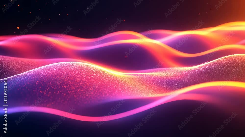 Poster colorful flowing waves illuminated with vibrant lights, creating a mesmerizing abstract design in a 
