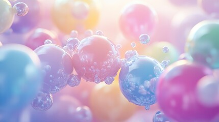 A beautifully chaotic collision of bubbles tinted in pastel colors