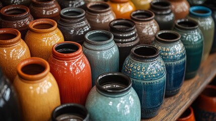 Handcrafted Ceramic Pots in Warm Lighting