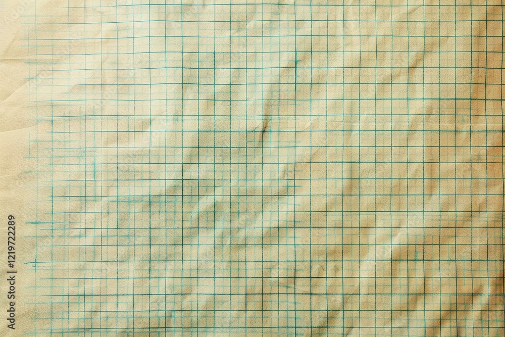 Poster close up view of a vintage grid paper, showing its aged texture and subtle grid lines, perfect for b