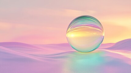 A breathtaking liquid-like sphere glowing in glassy pastel gradients