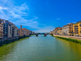 Obraz premium Ponte Santa Trinita, Holy Trinity Bridge bridge over River Arno in Florence, Italy
