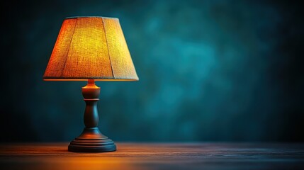Illuminated table lamp, dark room, night mood, cozy home decor