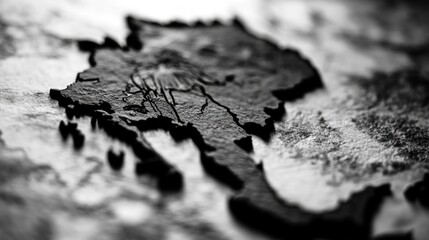 A vintage-style map depicted in black and white tones