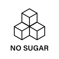 Obraz premium No Sugar icon line symbol. Sugar free simple black outline symbol. No sugar, glucose concept cubes icon flat design, ideal for sticker, stamp, food, print or web. Vector illustration, EPS 10.