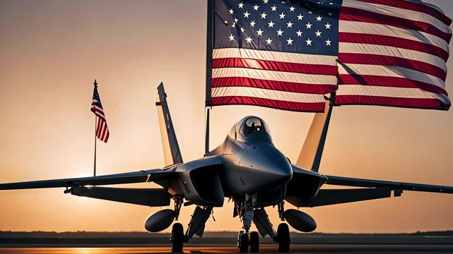 Fighter plane with the US flag.