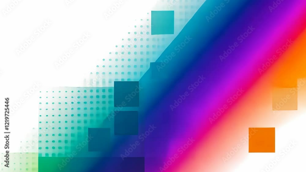 Poster colorful abstract geometric design with vibrant gradients and shapes creating visual depth and energ