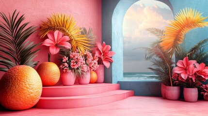 Dreamy Floral Staircase with Pastel Colors