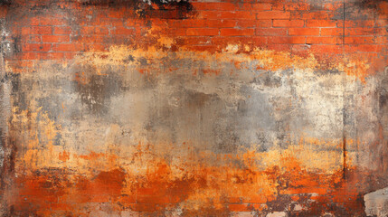 Obraz premium Vintage brick wall texture, red and orange bricks with weathered and aged details, industrial and nostalgic style