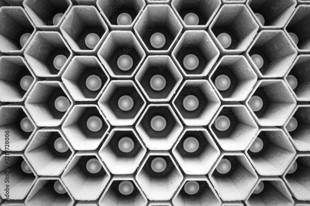 Poster Abstract pattern of hexagonal shapes with round openings