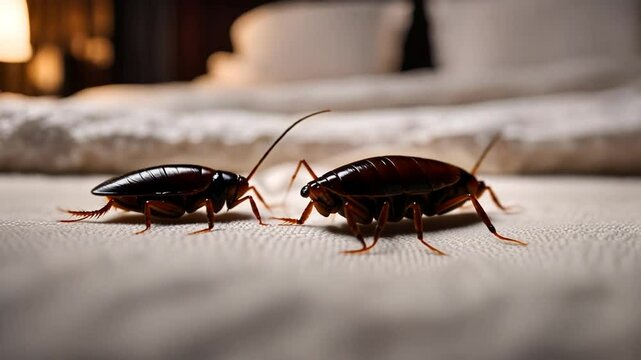 Cockroaches in the bed.