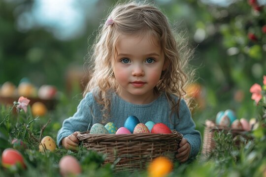 Joyful Easter Egg Hunt in a Vibrant Outdoor Setting Surrounded by Hidden Colorful Eggs and Happy Revelers