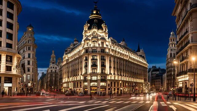 Modernist buildings on Madrid's Gran Via.