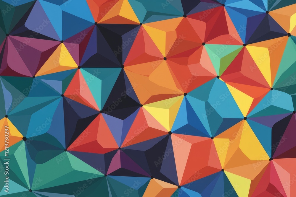 Poster abstract geometric pattern with colorful triangles.