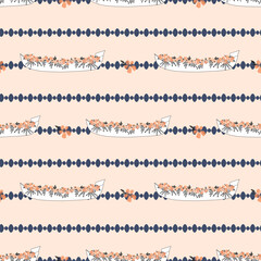 seamless repeat pattern with beautiful orange flowers on a white boat on a textured peach background perfect for fabric, scrap booking, wallpaper, gift wrap projects