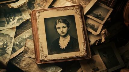 Vintage Portrait in Artful Old Album Display
