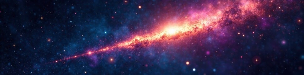 Fototapeta premium Comet's tail shining bright against starry background, starry, space