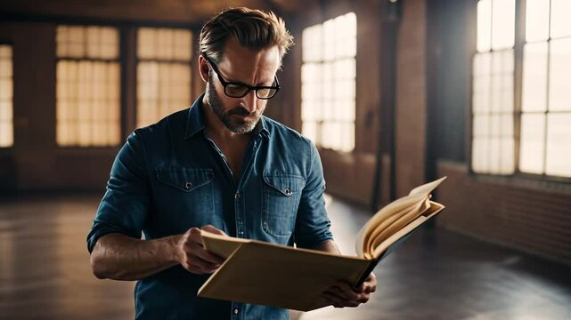 Actor reading a movie script.
