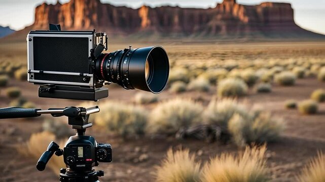 Recording camera in a western movie.