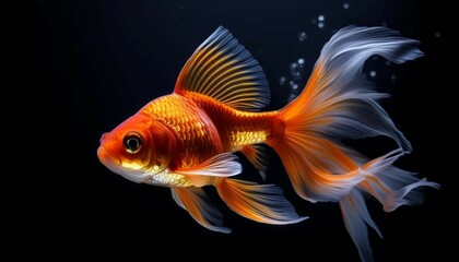 Fototapeta premium goldfish on black background
