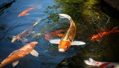 koi fish swimming in the pond