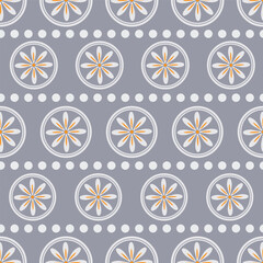 seamless repeat pattern with simple grey and floral motif on a grey background perfect for fabric, scrap booking, wallpaper, gift wrap projects