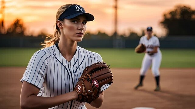 Female baseball pitcher.
