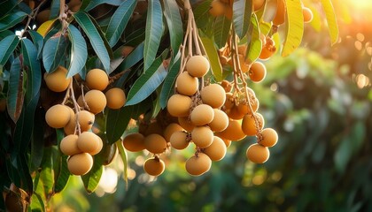 longan hanging on a tree longan in the orchard