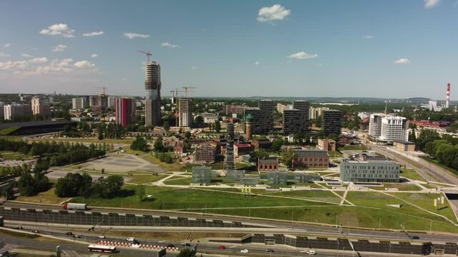 Captivating Aerial View of City Infrastructure and Diverse Architecture of Various Buildings