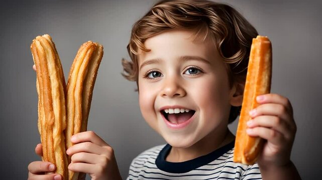 Happy child with churros.