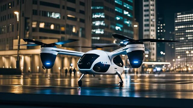 Evtol futuristic vehicle. Mobility of the future.