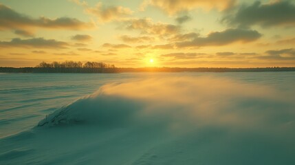 Obraz premium Gentle Snowfall Over a Serene Winter Landscape