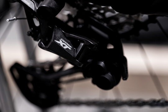 siegen nrw, germany - 03 12 2024: a shimano xt bicycle shifting cage