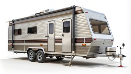Vintage Travel Trailer on White Background